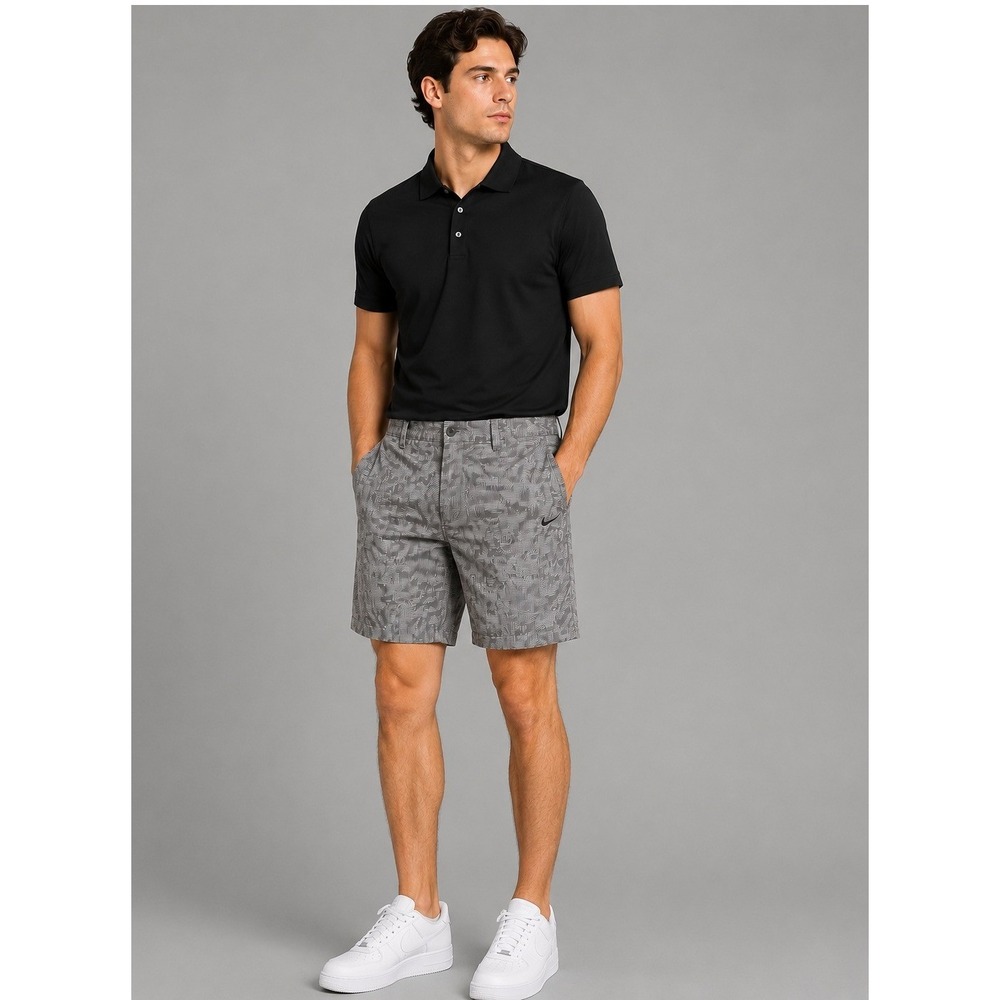 Nike Golf Shorts Mens 38 Grey Geometric Abstract Dri-FIT Standard Fit Excellent